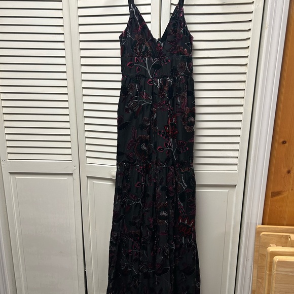 NWOT Anthropologie Black and Pink Floral Jumpsuit Hutch - Picture 4 of 5